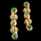 Image of 18 KT Gold & Green Tsavorite Twisted Earrings